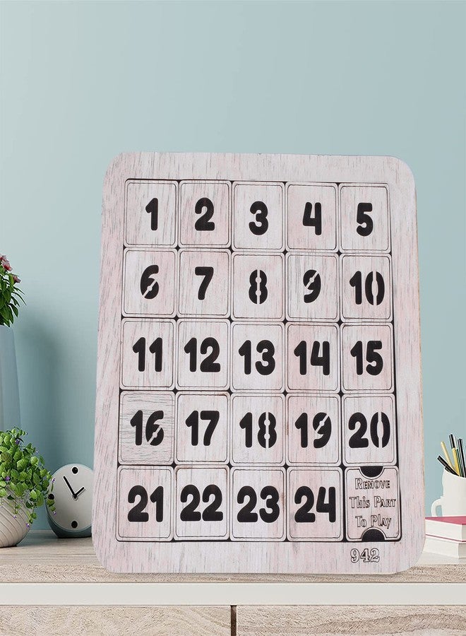 GLNRM Number Slide Wooden Puzzles 1 to 24 Educational Toy for Kids - Brain Teaser IQ Game - Non Interlocked Pieces (5 * 5) (1 to 24 Off White) - Image 4